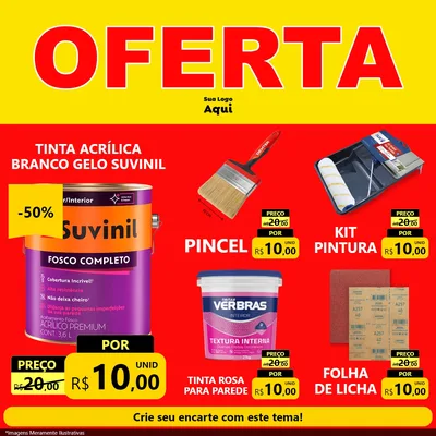 Modelo de Rede Social para Feed Facebook com o tema OFERTA - Vermelho Cartaz para Tintas e Ferramentas