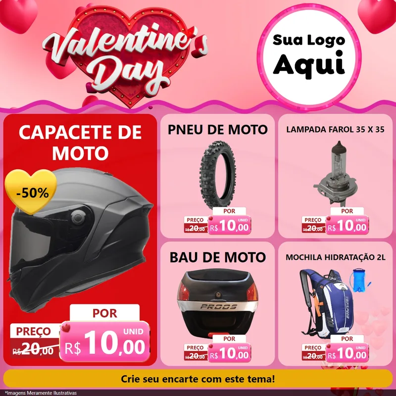 Modelo de Rede Social para Feed Facebook com o tema Valentine's Day para Moto peças