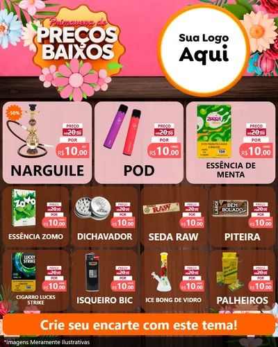 Modelo de Rede Social para Feed Instagram com o tema Primavera de Preços Baixos para Tabacaria