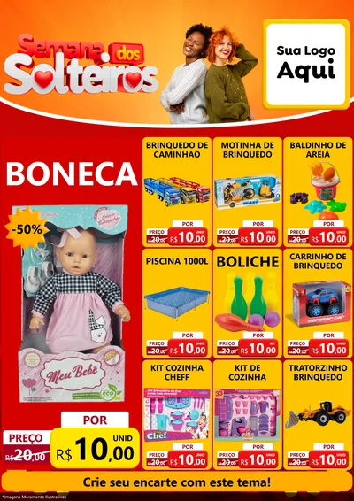 Modelo de Encarte para Encarte A4 Vertical com o tema Semana dos Solteiros para Brinquedos