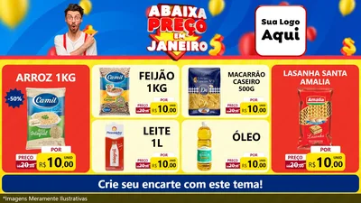 Modelo de TV para TV Horizontal com o tema Abaixa Preço em Janeiro para Supermercado