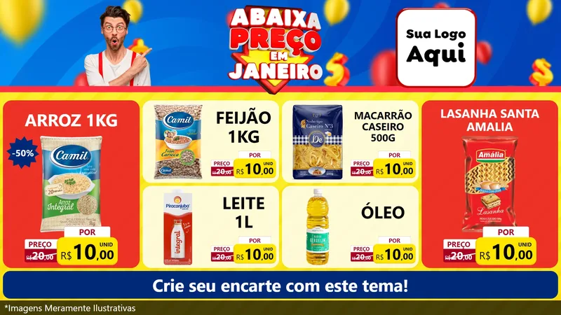 Modelo de TV para TV Horizontal com o tema Abaixa Preço em Janeiro para Supermercado