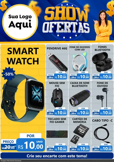 Modelo de Encarte para Encarte A4 Vertical com o tema Show de Ofertas para Informática
