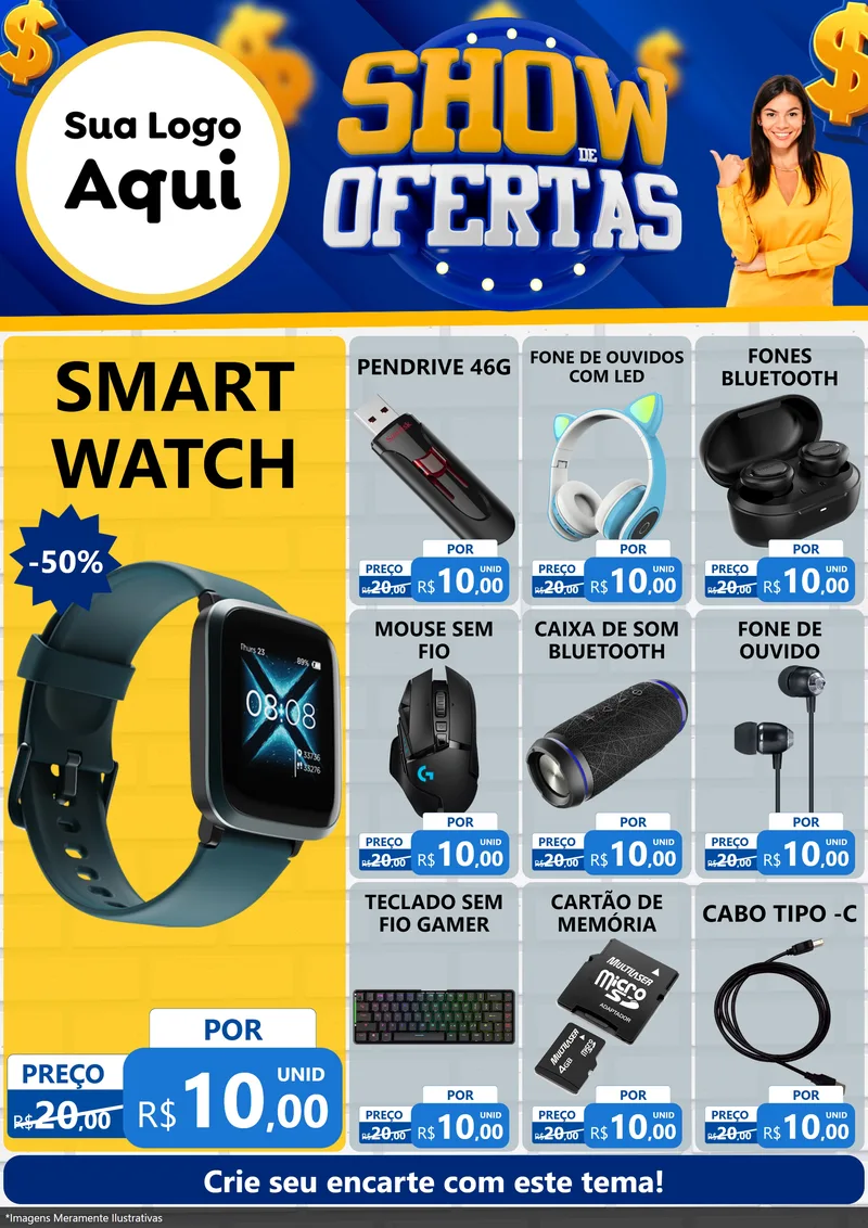 Modelo de Encarte para Encarte A4 Vertical com o tema Show de Ofertas para Informática