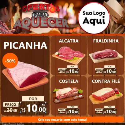 Modelo de Rede Social para Feed Facebook com o tema Ofertas Para Aquecer para Açougue