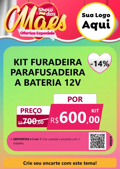 Modelo de Cartaz para Cartaz A4 Vertical com o tema Show das Mães - Ofertas Especiais para Maquinas e Ferramentas