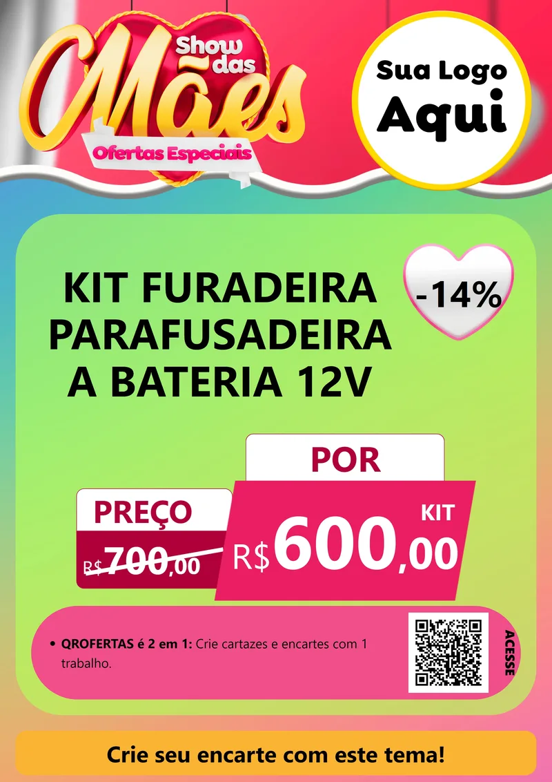 Modelo de Cartaz para Cartaz A4 Vertical com o tema Show das Mães - Ofertas Especiais para Maquinas e Ferramentas