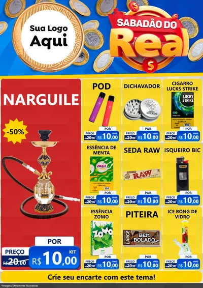 Modelo de Encarte para Encarte A4 Vertical com o tema Sabadão do Real para Tabacaria