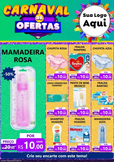 Modelo de Encarte para Encarte A4 Vertical com o tema Carnaval de Ofertas para Bebês