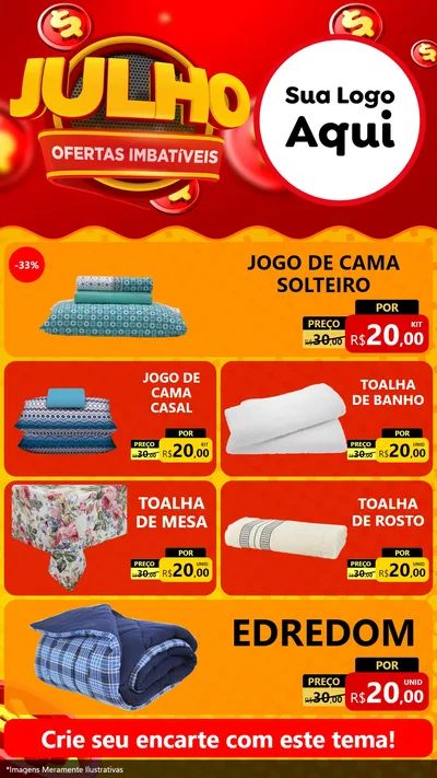 Modelo de TV para TV Vertical com o tema Julho Ofertas Imbatíveis para Cama, Mesa e Banho