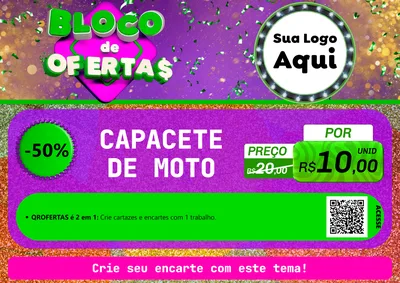 Modelo de Cartaz para Cartaz A4 Horizontal com o tema Bloco de Ofertas para Moto peças