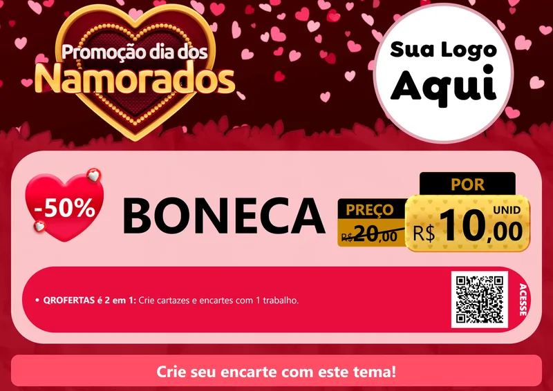Modelo de Cartaz para Cartaz A4 Horizontal com o tema Promoção Dia Dos Namorados para Brinquedos
