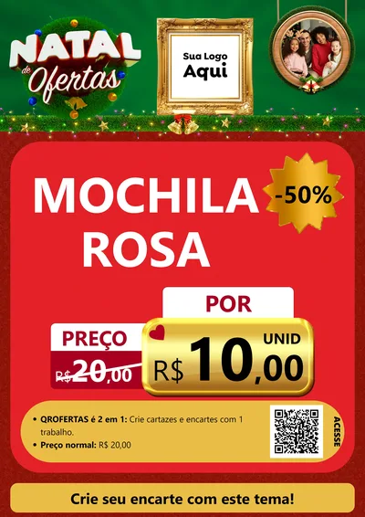 Modelo de Cartaz para Cartaz A4 Vertical com o tema Natal de Ofertas para Papelaria