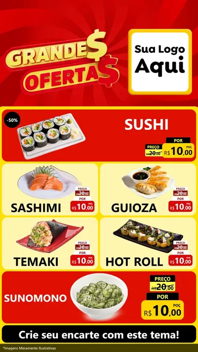 Modelo de TV para TV Vertical com o tema Grandes Ofertas para Comida japonesa