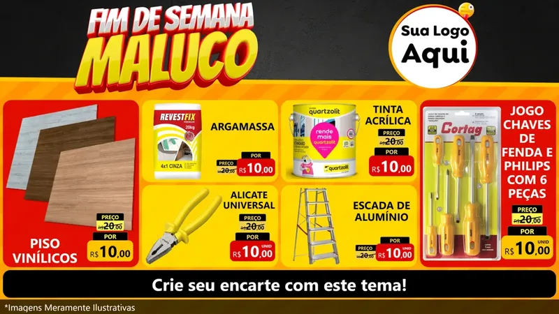 Modelo de TV para TV Horizontal com o tema Final de Semana Maluco para Material para Construção