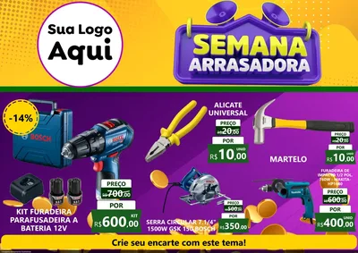 Modelo de Encarte para Encarte A4 Horizontal com o tema Semana Arrasadora para Maquinas e Ferramentas