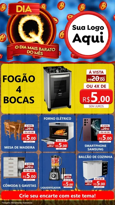 Modelo de Rede Social para Stories com o tema Dia Q - O Dia Mais Barato Do Mês para Móveis e Eletro