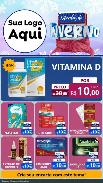 Modelo de Rede Social para Stories com o tema Ofertas de Inverno para Farmácia