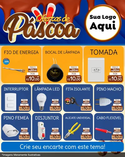 Modelo de Rede Social para Feed Instagram com o tema Ofertas de Páscoa para Materiais Elétricos
