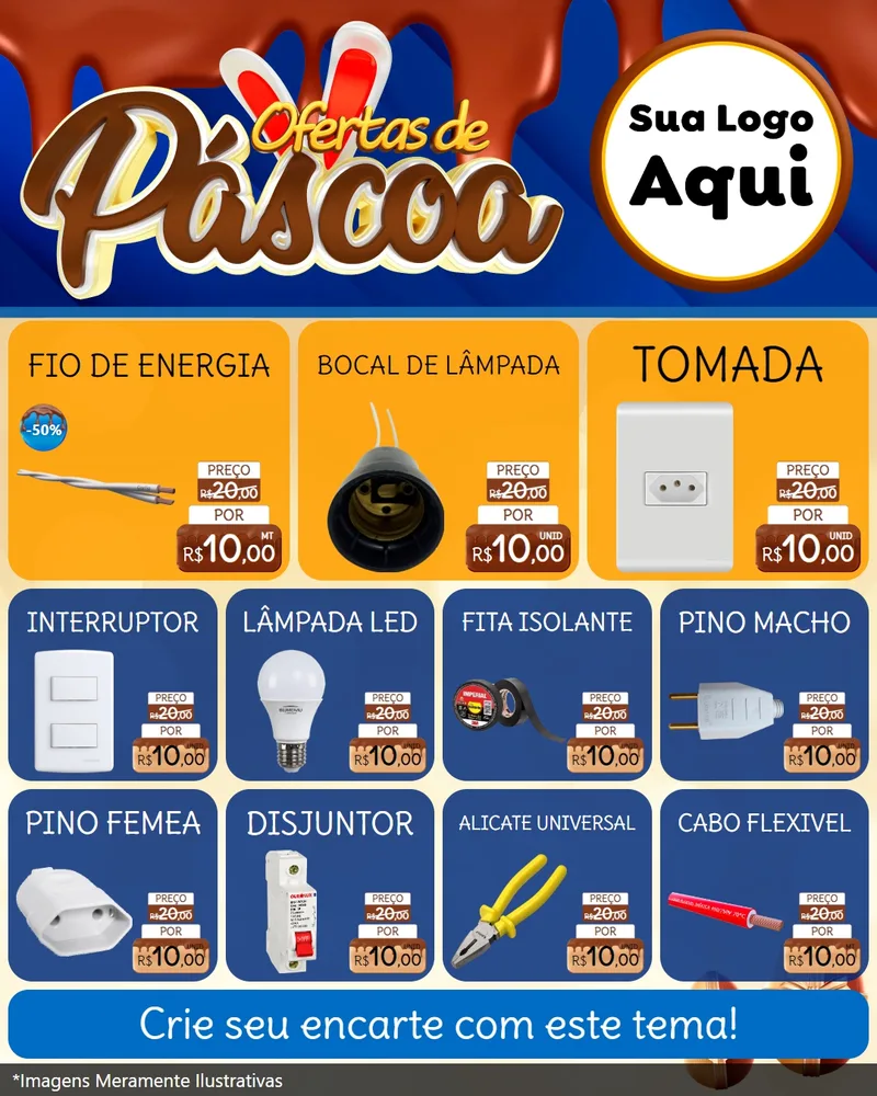 Modelo de Rede Social para Feed Instagram com o tema Ofertas de Páscoa para Materiais Elétricos