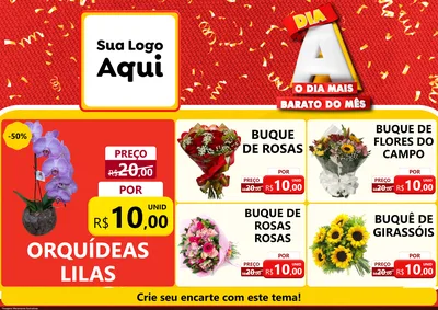 Modelo de Encarte para Encarte A4 Horizontal com o tema Dia A o Dia Mais Barato do Mês para Floricultura e jardim