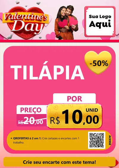 Modelo de Cartaz para Cartaz A4 Vertical com o tema Valentine's Day para Peixaria