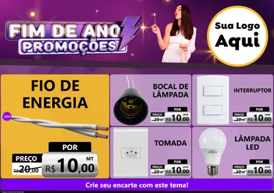 Modelo de Encarte para Encarte A4 Horizontal com o tema Fim de Ano Promoções para Materiais Elétricos
