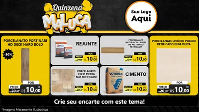 Modelo de TV para TV Horizontal com o tema Quinzena Maluca para Pisos e revestimentos