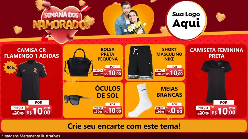 Modelo de TV para TV Horizontal com o tema Semana dos Namorados para Roupas e acessórios