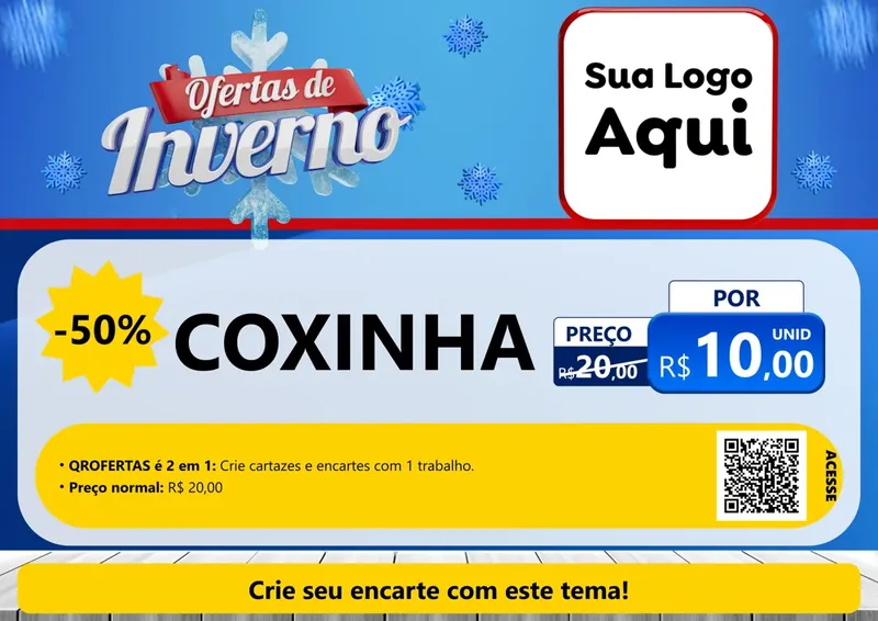 Modelo de Cartaz para Cartaz A4 Horizontal com o tema Ofertas de Inverno para Salgadaria