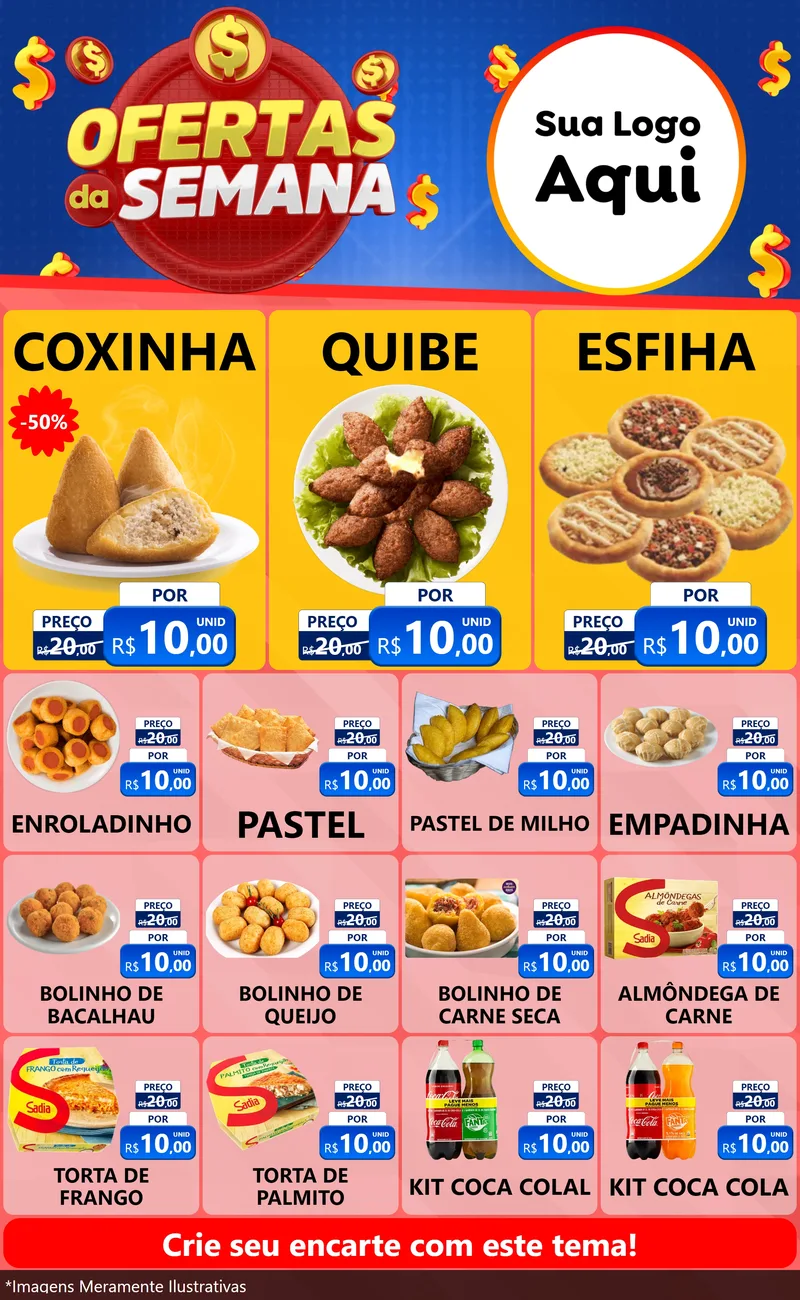 Modelo de Encarte para Encarte Grande com o tema Ofertas Da Semana para Salgadaria