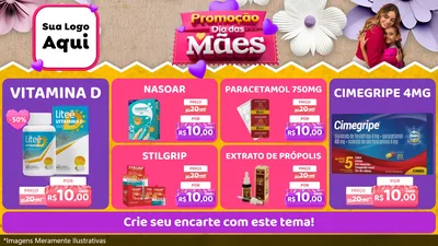 Modelo de TV para TV Horizontal com o tema Promoção Dia das Mães para Farmácia