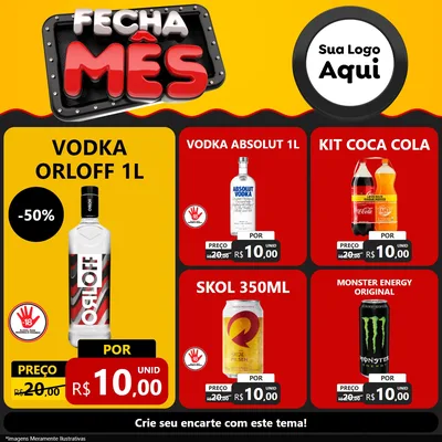 Modelo de Rede Social para Feed Facebook com o tema Fecha Mês para Distribuidora de bebidas