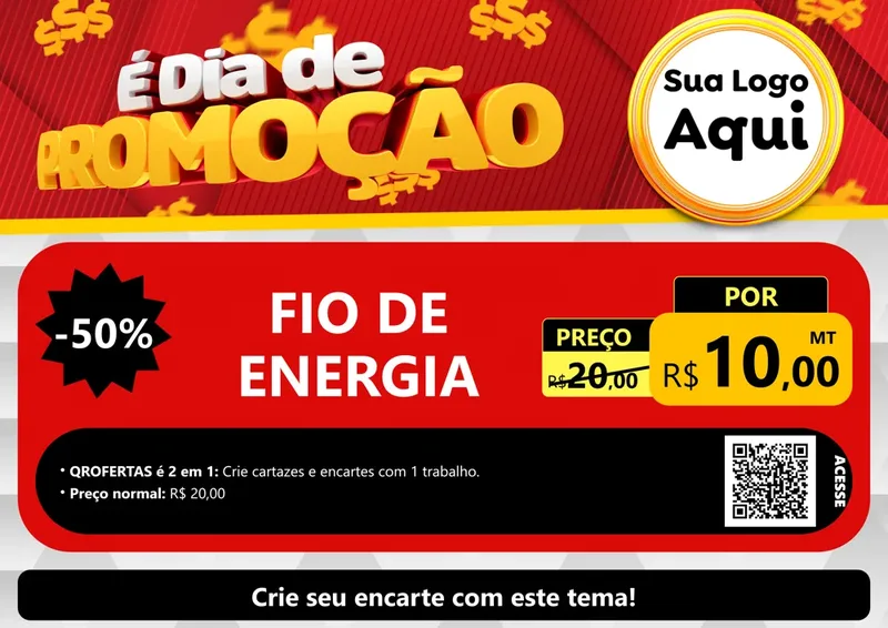 Modelo de Cartaz para Cartaz A4 Horizontal com o tema É Dia De Promoção para Materiais Elétricos