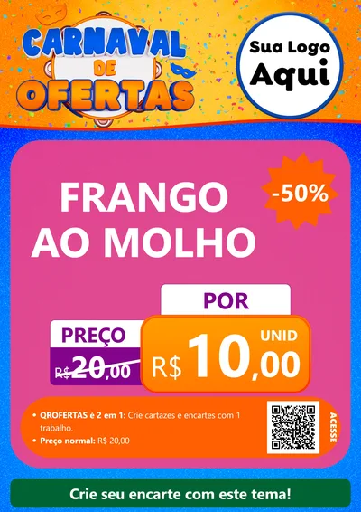Modelo de Cartaz para Cartaz A4 Vertical com o tema Carnaval de Ofertas para Restaurante