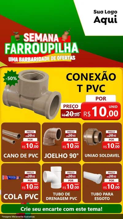 Modelo de Rede Social para Stories com o tema Semana Farroupilha - Uma Barbaridade de Ofertas para Tubos e conexões
