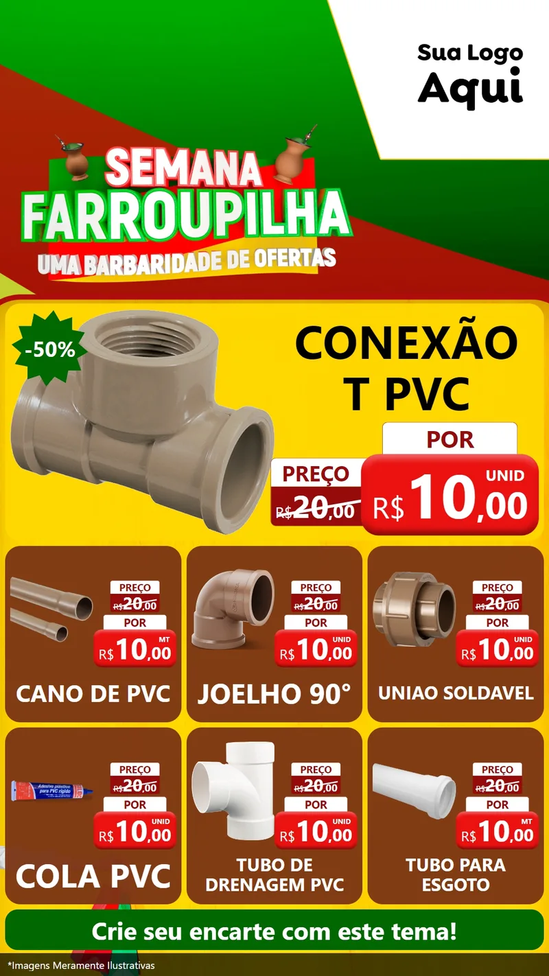 Modelo de Rede Social para Stories com o tema Semana Farroupilha - Uma Barbaridade de Ofertas para Tubos e conexões