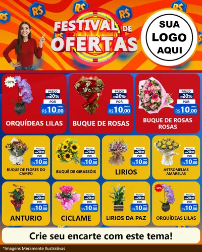 Modelo de Rede Social para Feed Instagram com o tema Festival de Ofertas para Floricultura e jardim