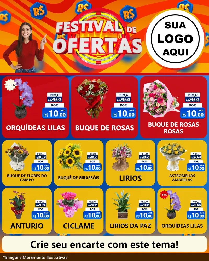 Modelo de Rede Social para Feed Instagram com o tema Festival de Ofertas para Floricultura e jardim