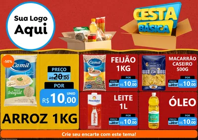 Modelo de Encarte para Encarte A4 Horizontal com o tema Cesta Básica para Supermercado