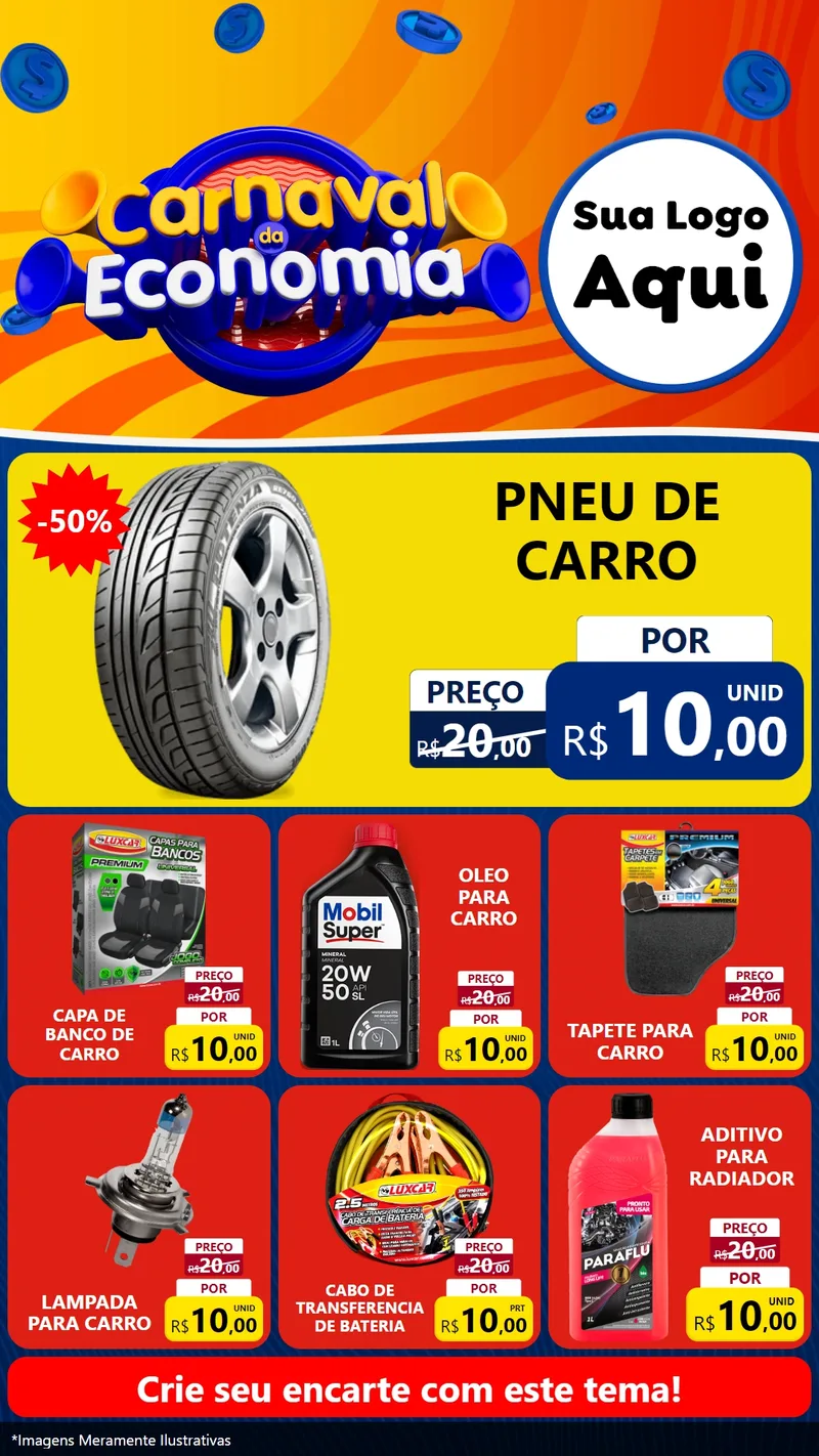 Modelo de Rede Social para Stories com o tema Carnaval da Economia para Auto peças