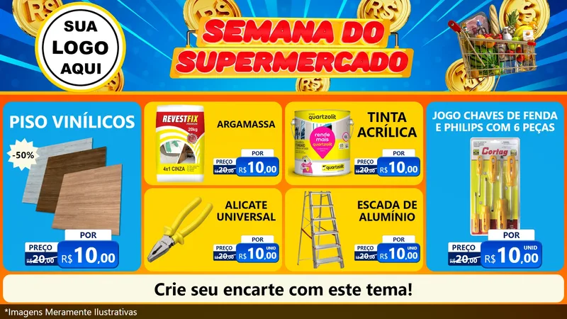 Modelo de TV para TV Horizontal com o tema Semana do Supermercado para Material para Construção