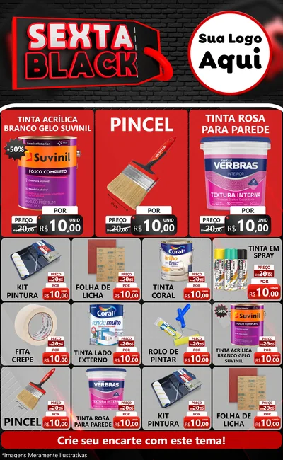 Modelo de Encarte para Encarte Grande com o tema Sexta Black para Tintas e Ferramentas