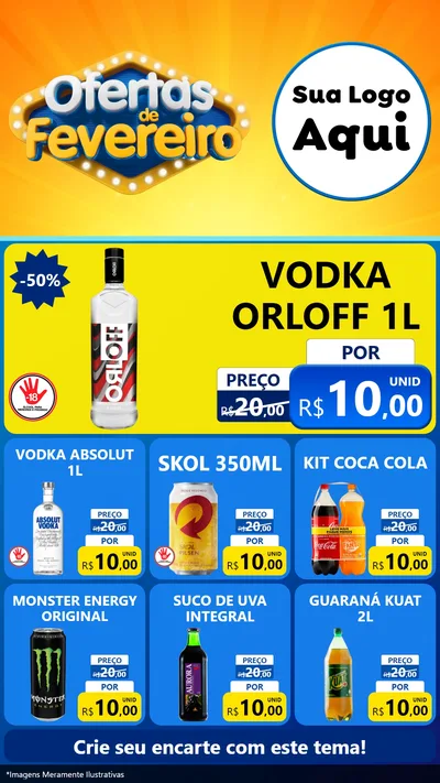 Modelo de Rede Social para Stories com o tema Ofertas de Fevereiro para Distribuidora de bebidas