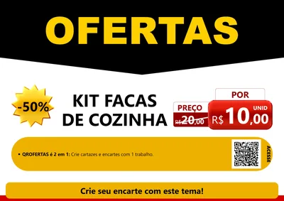 Modelo de Cartaz para Cartaz A4 Horizontal com o tema Ofertas Preto e Vermelho Cartaz para Utilidades Domésticas