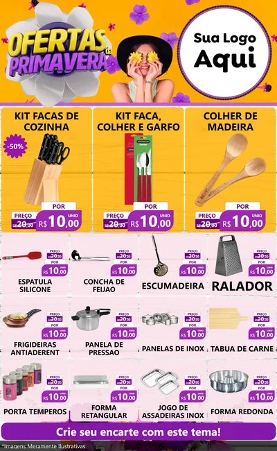 Modelo de Encarte para Encarte Grande com o tema Ofertas Da Primavera para Utilidades Domésticas