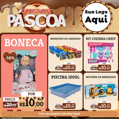 Modelo de Rede Social para Feed Facebook com o tema Ofertas de Páscoa para Brinquedos