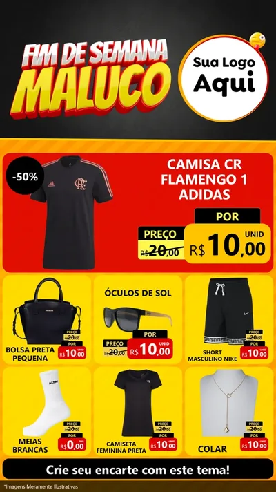 Modelo de Rede Social para Stories com o tema Final de Semana Maluco para Roupas e acessórios