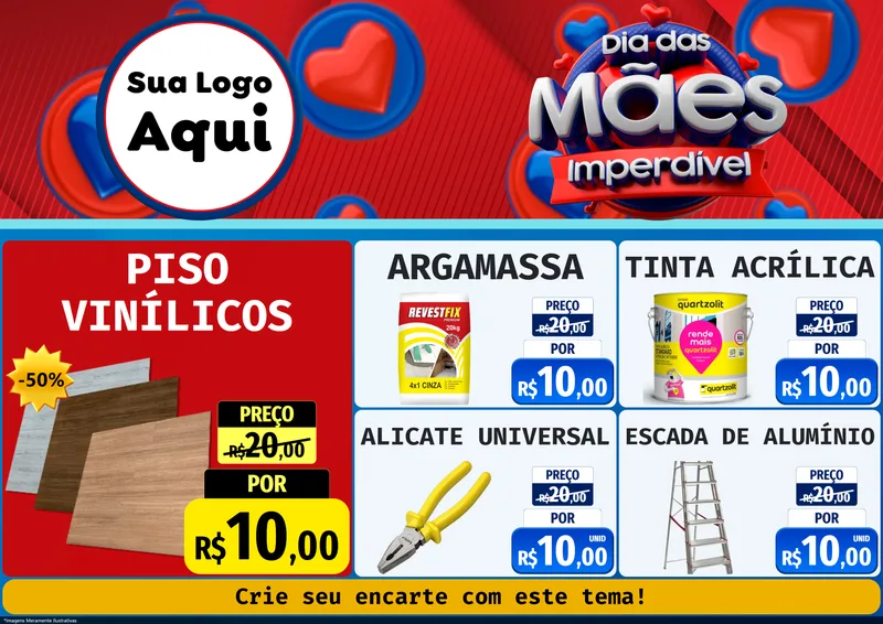 Modelo de Encarte para Encarte A4 Horizontal com o tema Dia Das Mães Imperdível para Material para Construção