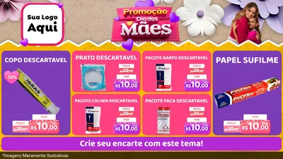 Modelo de TV para TV Horizontal com o tema Promoção Dia das Mães para Embalagens